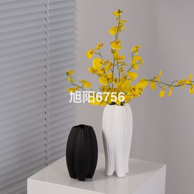 Modern Minimalist Black and White Art Ceramic Vase Model Room Dried Flower Flower Flower Shop Living Room Home Ornaments Soft Decoration