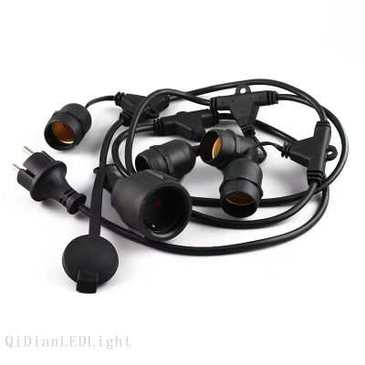 Power Cord Waterproof String Light European Standard Low Voltage Outdoor Multi-Head String Light Lamp Holder