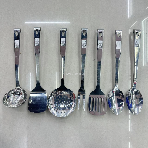 foreign trade hot selling stainless steel kitchen supplies kitchenware rge kitchenware soup dle perforated dle ft shovel leak slotted spoon short rice spoon