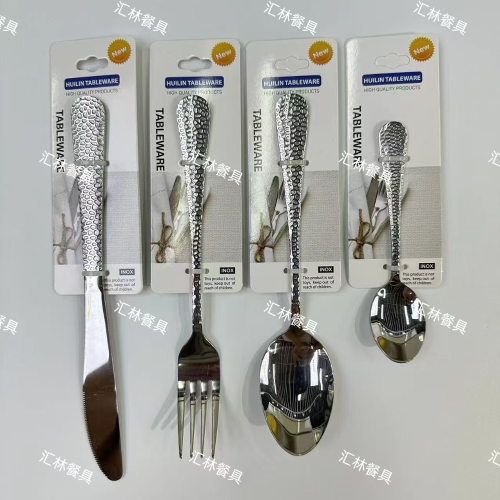 外贸热销不锈钢餐具本色金色光柄哑光系列西餐牛扒刀叉子勺子茶勺