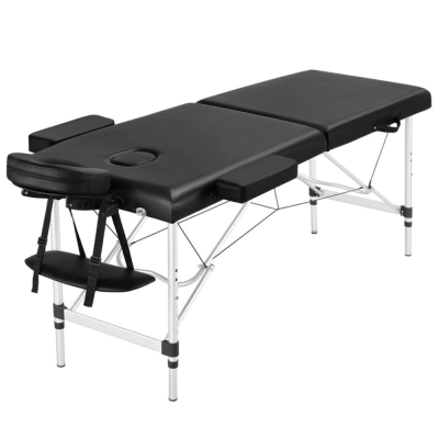 Portable Aluminum Alloy Folding MassageBed Facial Bed Physiotherapy Bed Wholesale Black New Two Fold Folding Massage Bed
