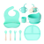 Food Grade Platinum Silicone Children's Tableware Baby Food Supplement Set Drop-Resistant Bib Plate and Bowl Cup Spork