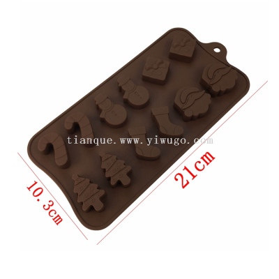 Factory Low Price Supply 12-Piece Christmas Set Silicone Chocolate Mold Ice Grid Mold Cake Mold Baking Tool