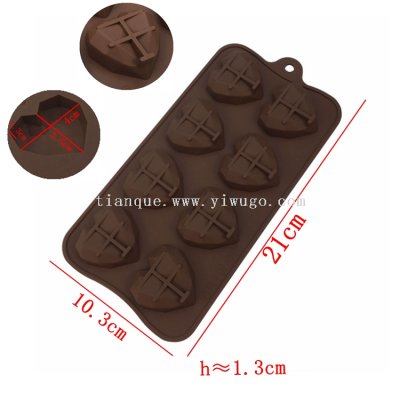 8-Piece Heart-Shaped Silicone Chocolate Mold Candy Biscuit Cake Baking Mold Ice Cube Mold Heart-Shaped