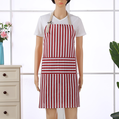 Household Kitchen Apron Oil-Proof Kitchen Restaurant Work Clothes Half-Length Apron Stripes Neck-Hanging Apron Overclothes