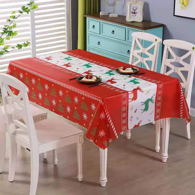 Christmas Pattern Tablecloth Washable Oil-Proof Waterproof Christmas Style Theme Holiday Atmosphere High-Grade Dining Tablecloth