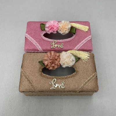 Fabric Lace Tissue Box European Style Love Two-Color Flower Paper Extraction Box Desktop Napkin Box