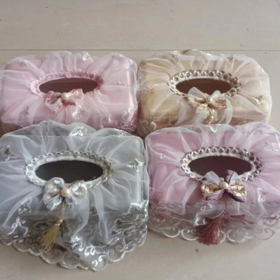 Lace Tissue Box Waterproof Paper Extraction Box Living Room Home Tissue Dispenser Lantern Bow Large Lace Tissue Box