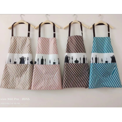 Waterproof Apron Striped Tableware Waterproof and Oil-Proof Kitchen Restaurant and Cafe Work Clothes Overclothes Apron