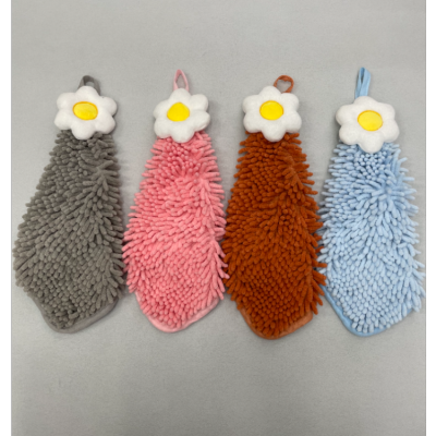 Cartoon Chenille Plumeria Rubra Hand Towel Cute Hanging Thickened Absorbent Children's Household Hand Towel