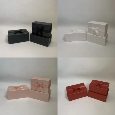 Factory Direct Sales One Cover to the End Iridescent Paper Rectangular Set Three 4 Colors Gift Box Gift Box Wholesale Custom