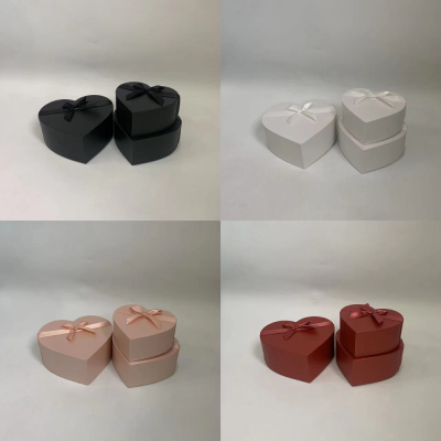 Factory Direct Sales One Cover to the End Iridescent Paper Love Heart-Shaped Set Three 4 Colors Gift Box Gift Box Wholesale Custom
