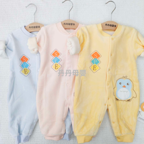 2024 new 4-12 months infant children‘s wear double-sided velvet a pair of buckles one-piece suit