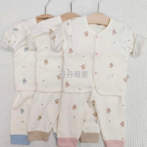 2024 new 0-1 months infant children‘s wear a pair of buckles milky white pure cotton baby sets