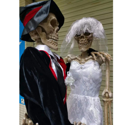 Halloween Groom Bride Skeleton Chamber Haunted House Decoration Props Simulation Human Skeleton Site Layout
