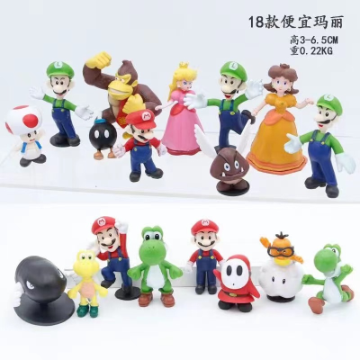 Super Mario 18 Super Mario Mario Garage Kits Ornaments Small Plastic Doll Cake Ornaments