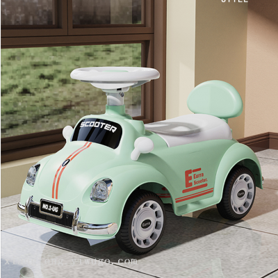 New Children's Four-Wheel Scooter Walker Can Sit Luge with Steering Wheel Music Swing Car