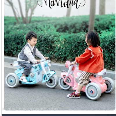 New Children's Electric Motor Three-Wheel Early Education Remote Control Portable Charging Fashion Retro Baby Boy and Baby Girl Single and Double Drive