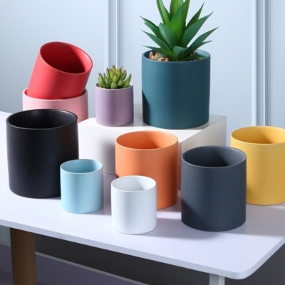 Nordic Morandi Ins Ceramic Flower Pot Wholesale Color Succulents Creative Flower Pot Container Ornaments Bonsai Green Radish