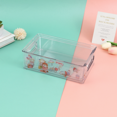 Desktop Transparent Storage Box Book Box Cosmetic Jewelry Organizing Plastic Box Cute Student Storage Basket Acrylic