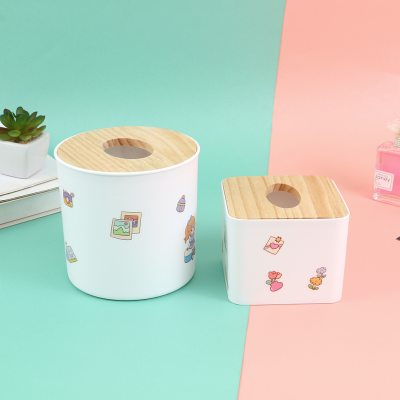 Wooden Lid Tissue Box Enterprise Activity Store Opening Brand Promotion Custom Logo Paper Extraction Box Creative Advertising Wholesale