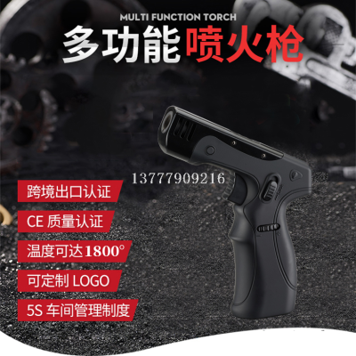 Bs208 Inflatable Windproof Direct Punch Large Spray Gun Gas Lighter Creative Multifunctional Flame Gun Cross-Border Hot