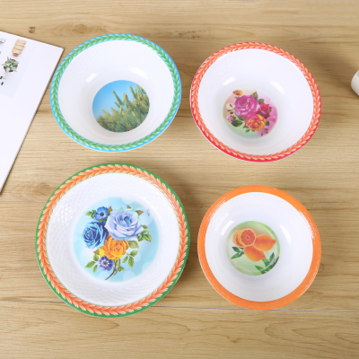 Wheat Fruit Pattern Melamine Material Imitation Porcelain Texture Rice Bowl Noodle Bowl Household Tableware Can Be Customized