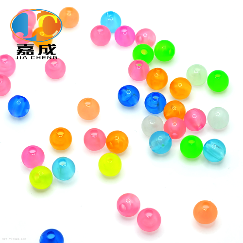 Acrylic Color Children‘s Handmade DIY Luminous Beaded Luminous Straight Hole round Beads Jelly Bead Fishing Gear String Hole Scattered Beads