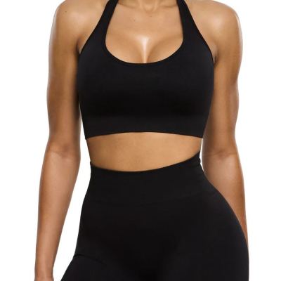 European and American Yoga Clothes High Waist Peach Hip Sports Suit Sexy Halter Fitness Clothes Seamless Yoga Suit Women