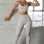 Europe and America Cross Border Popular INS Seamless Yoga Clothes Running Sports Fitness Short Sleeve High Waist Hip Lift Trousers Suit for Women