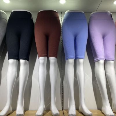 European and American Hot Cross-Border Large Size Solid Color Yoga Pants Spot Fitness Thread Fifth Pants Women's High Waist Tight