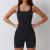 INS New Seamless Knitted One-Piece Yoga Bodysuit Back Hollow Sexy One-Piece One-Piece Shorts for Women