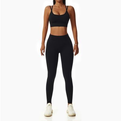 Cross-Border European and American Seamless Yoga Suit Skinny Hip Raise Running Sports Suit Women's Push-up Beauty Back Workout Clothes