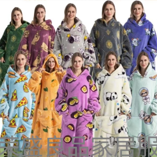 cross-border new arrival homewear lazy blanket hooded cold-proof clothes outdoor cold-proof clothes lazy sweater comfortable cotton velvet thick nightgown