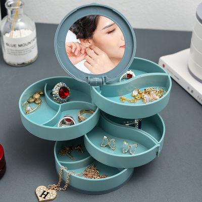 Rotating Multi-Layer Jewelry Box Earring Storage Box Bracelet Earrings Earrings Necklace Ornament Rack Dustproof Box Small Exquisite