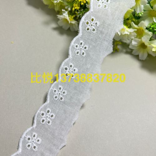 Factory Direct Sales Spot Supply Perforated Embroidered Cotton Cloth Lace Women‘s Sleeve Trim Dress Lace Embroidery