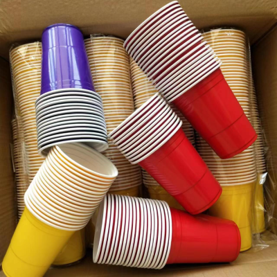 Hot Selling Disposable Plastic Cup Double Color Pp Table Tennis Cup 16oz Beer Cup Party Game Solo Cup