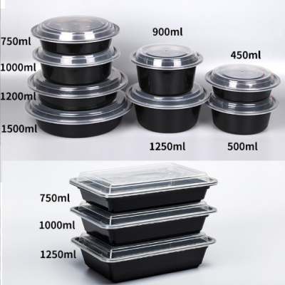 American round to-Go Box Disposable Lunch Box Rectangular Takeaway Fast Food Lunch Box Fruit Container Thickened with Lid