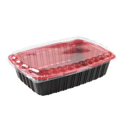 Wholesale 22 26 32oz Takeaway Packing Box Red and Black Fast Food Box Disposable Lunch Box Pp Plastic Lunch Box