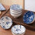Japanese Style Bowl Dish Household Ceramic 2023 New Net Red and Blue Vertical Grain Rice Bowl-Six-Piece Set (Gift Box) Tableware