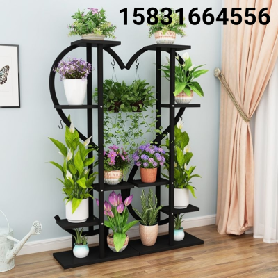 New Flower Stand Indoor Living Room Balcony Heart-Shaped Chinese Style Green Radish Multi-Layer Floor Rack Decorative Shelf