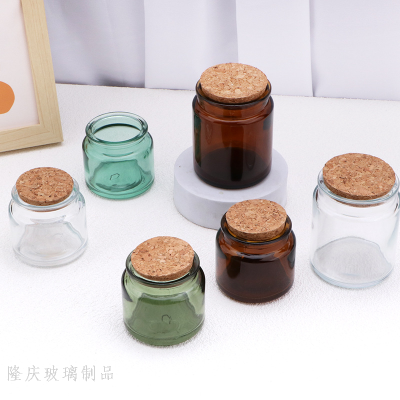 Vintage Brown Handmade Aromatherapy Candle Cup DIY Empty Cup Hand Gift Decoration Wax Container Wooden Plug Glass Bottle