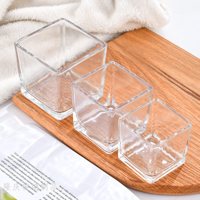 Square Glass Candlestick DIY Soy Candle Cup Glass Transparent Candle Jar Candle Vessel Aromatherapy Candle Cup