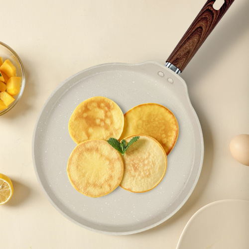 麦饭石不粘平底锅家用早餐煎蛋煎饼班戟锅千层烙饼锅24cm牛排煎锅