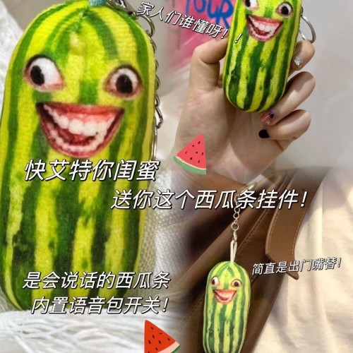Long Watermelon Stripes Are Popular. Who Knows? Speechless Pendant Funny Internet Celebrity Voice Keychain