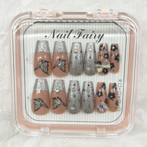 蝴蝶印花蝴蝶点钻穿搭甲甲片美甲片