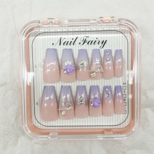 紫色晕染穿戴甲美甲片甲片工厂直销