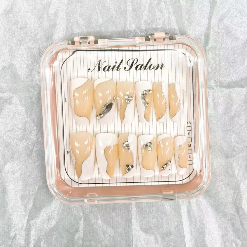 法式显白高贵点钻穿戴甲假指甲美甲片工厂直销