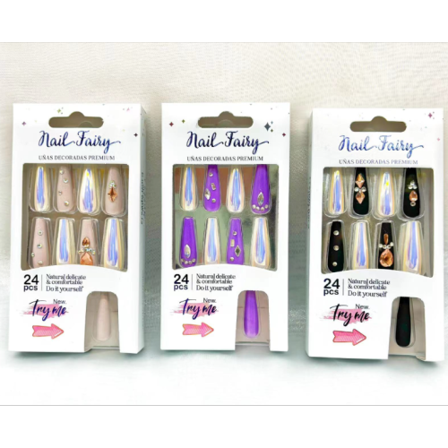 盒装电镀点钻穿戴甲超级闪美甲片成品甲片24片盒装