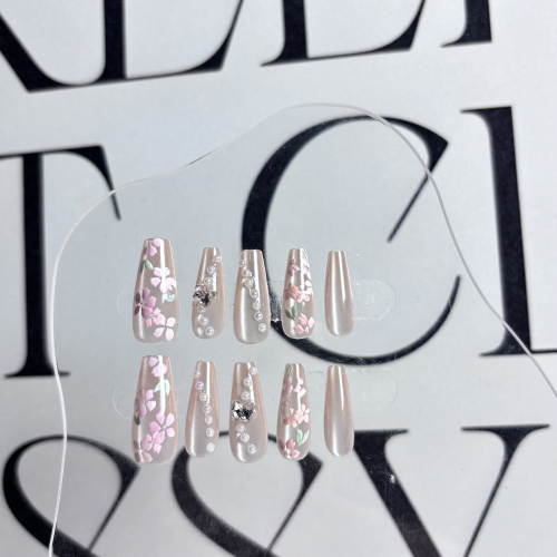 手工穿戴甲纯欲风山茶花美甲温柔百搭穿戴甲美甲片甲片